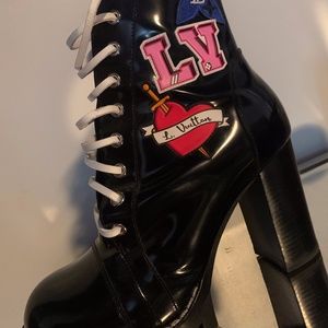 Louis Vuitton Black Heart Ankle Boot Heels